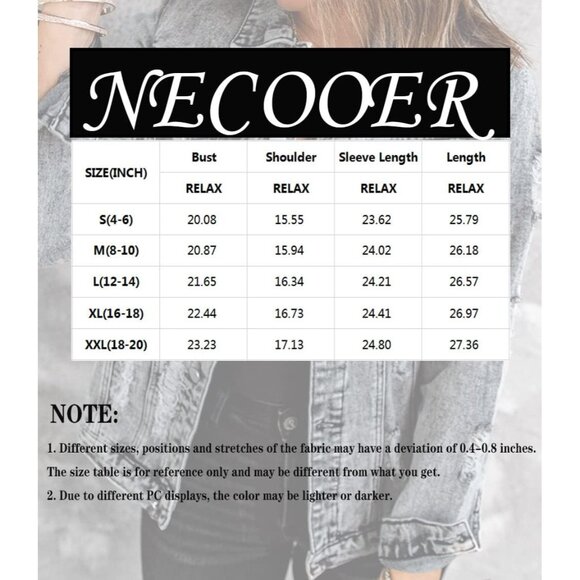 Brand New Women's A-Blue Cotton Distressed Boyfriend Denim Jacket with Pockets - Picture 6 of 6